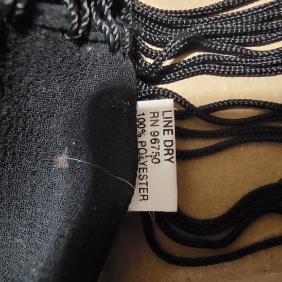 Large Black Shear Dress Scarf with Crotched Edges and Fringe - Picture 13 of 13